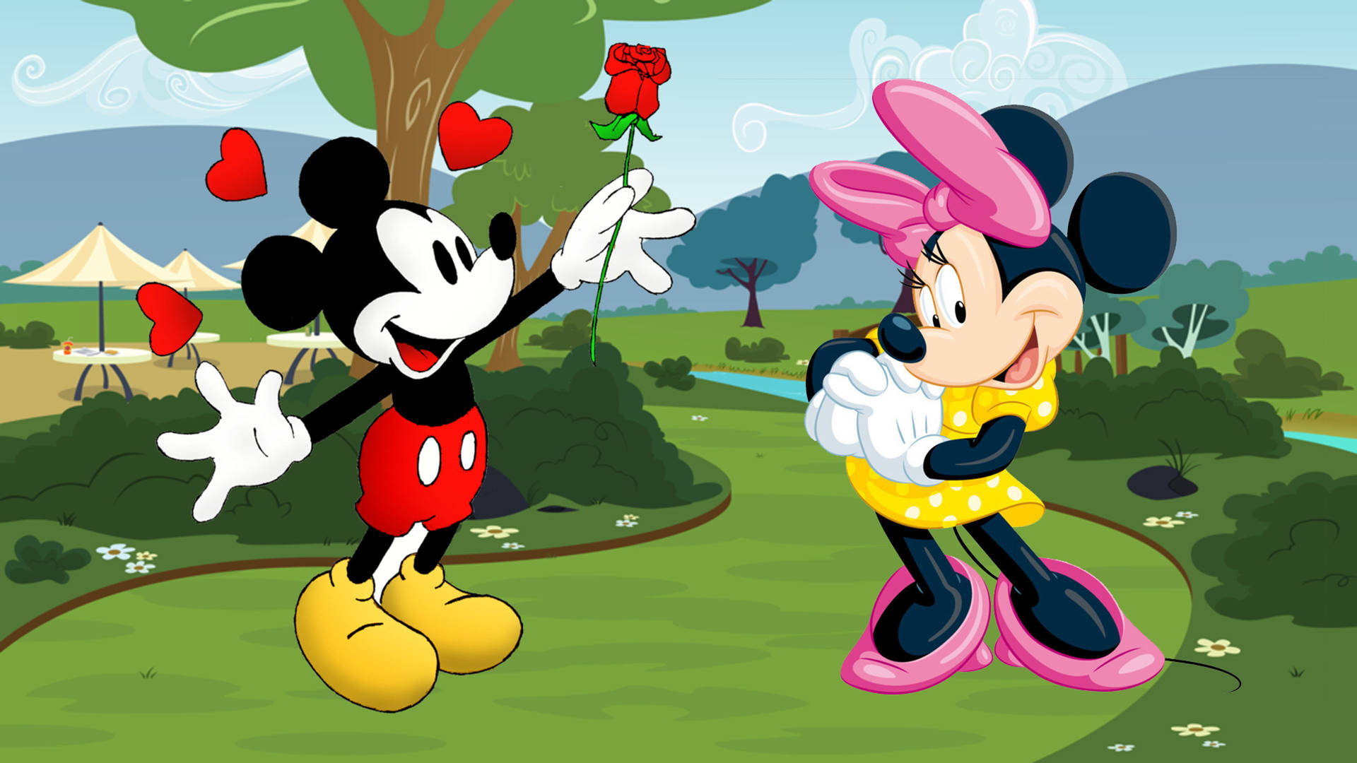 Imliebespaar: Minnie Und Mickey. Wallpaper