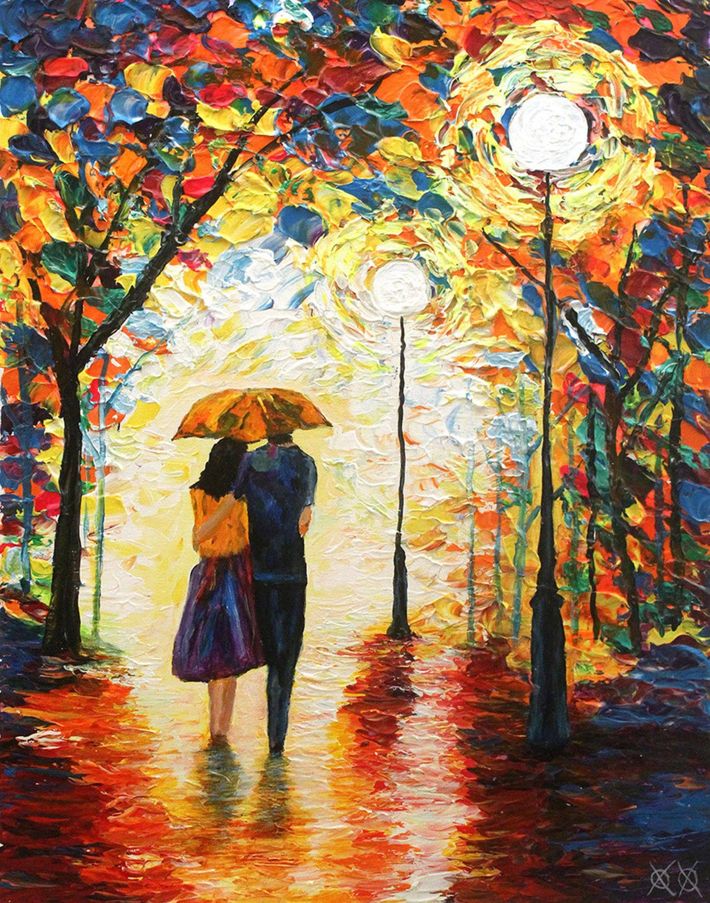 In Love Couples Oil Painting Wallpaper