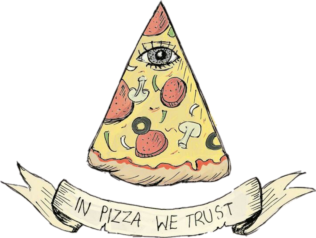 In Pizza We Trust Tattoo Design PNG