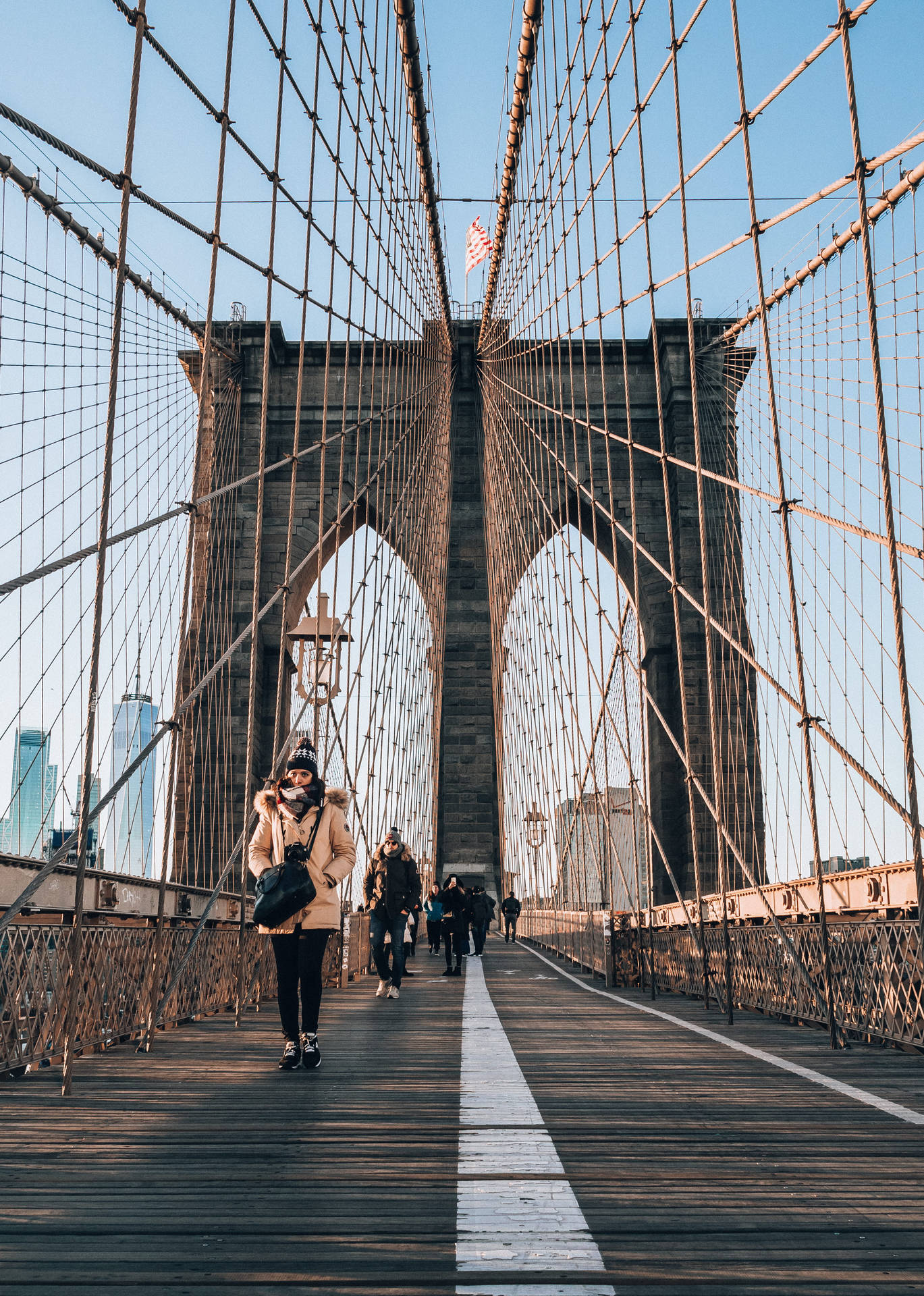 I Brooklyn Bridge: Start din dag med et livligt billede af natur. Wallpaper