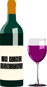 In Vino Veritas Wine Bottleand Glass PNG