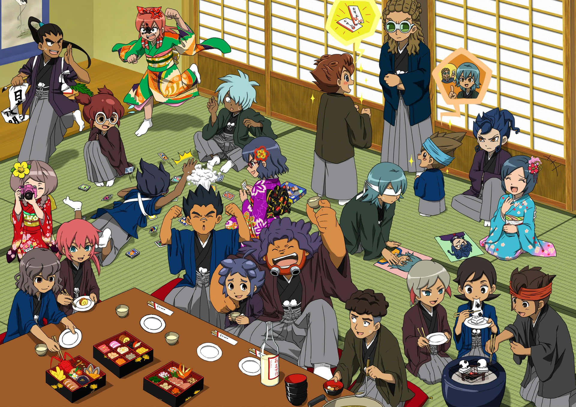 Inazuma Eleven Traditionele Japanse Feest Achtergrond