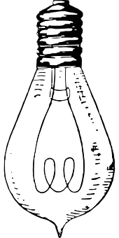 Incandescent Bulb Line Art PNG