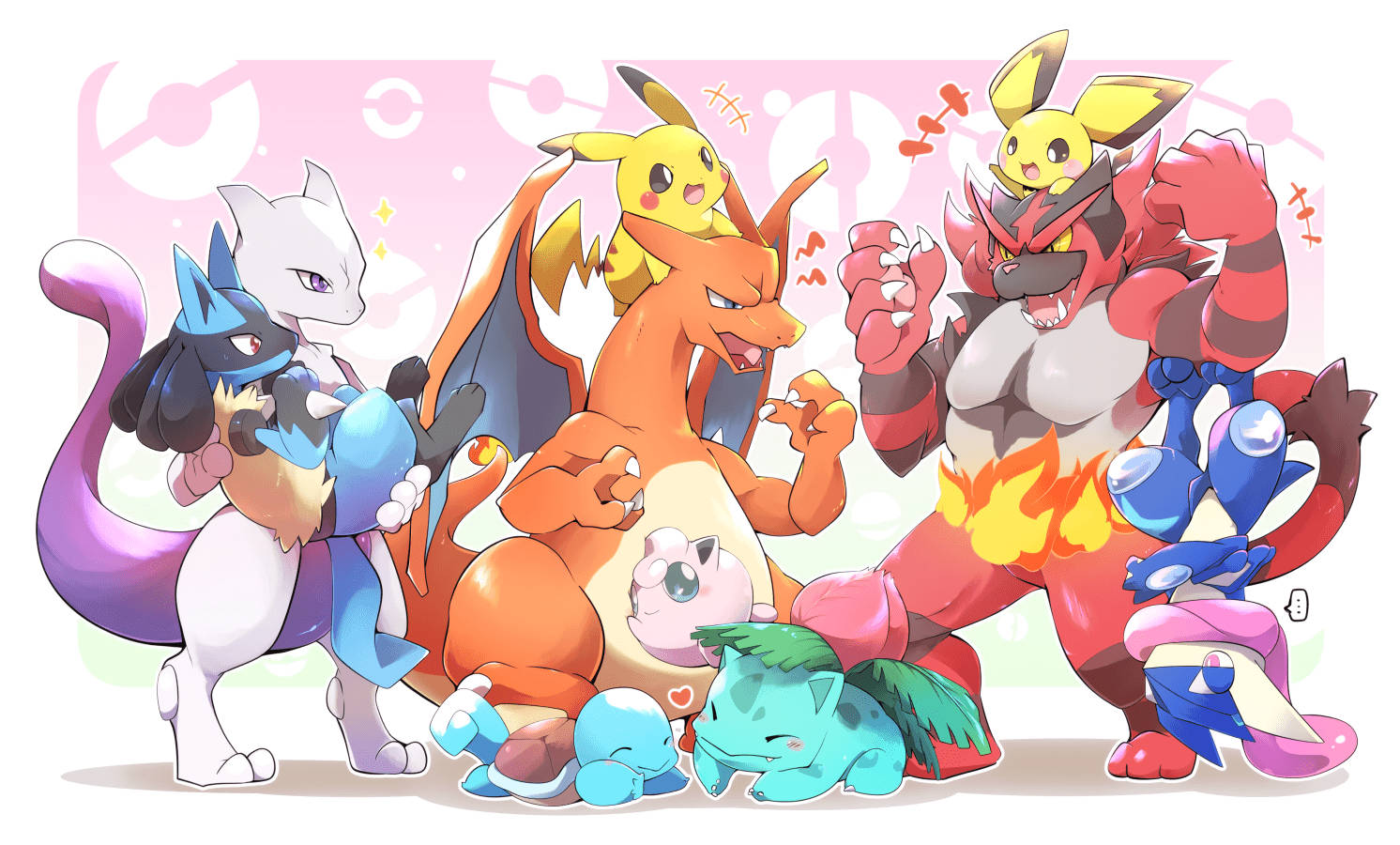 Incineroar With Pokemon Family Picture