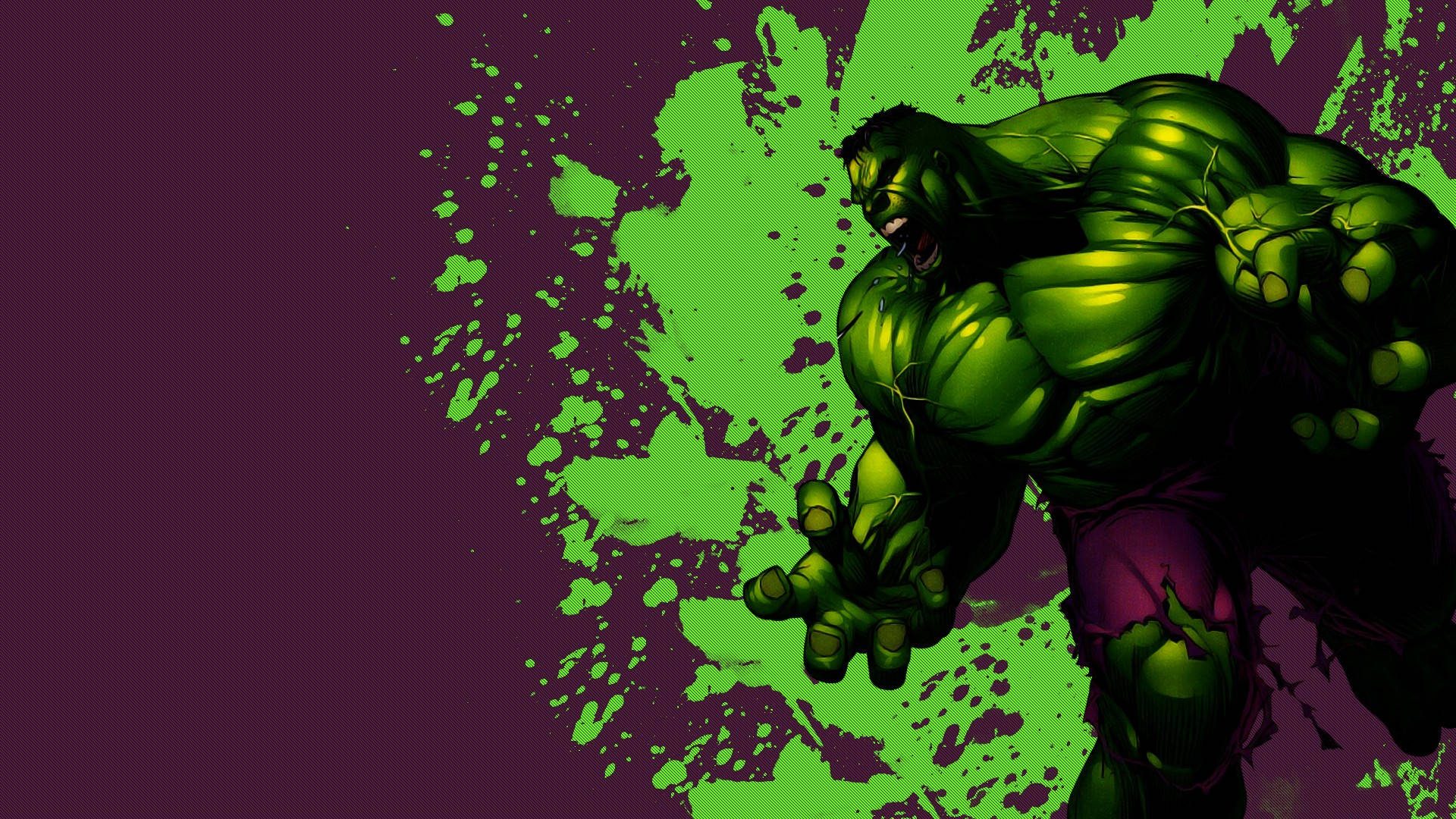 Incredible Hulk With Green Splatters Background