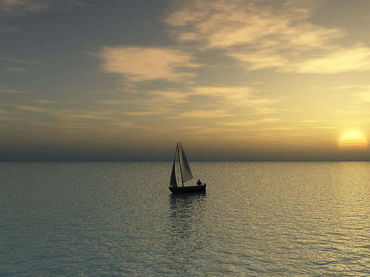 Indefinite Figure Of Man On A Boat Wallpaper