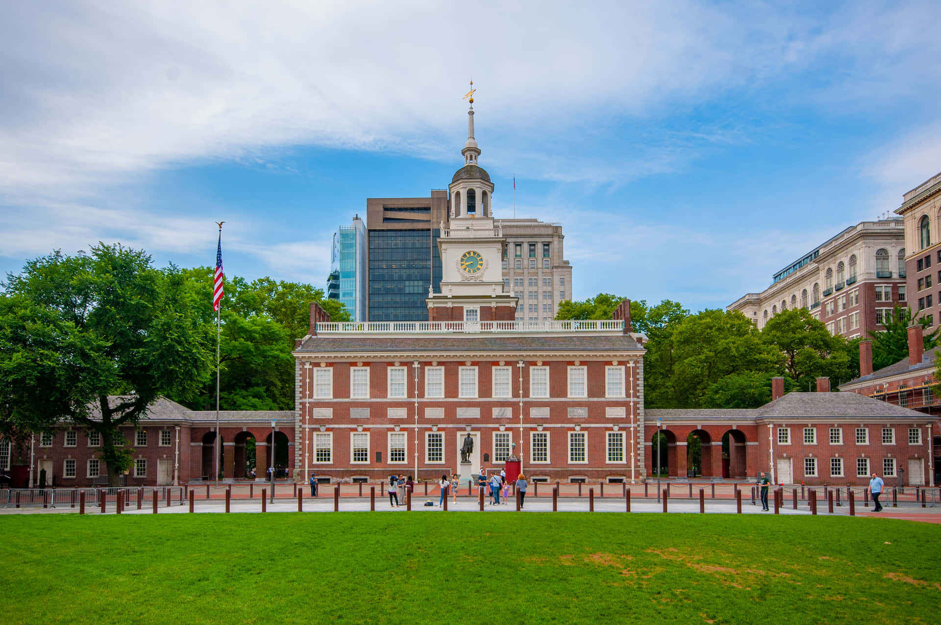 Onafhankelijkheidshuis Philadelphia Zonnige Dag Achtergrond