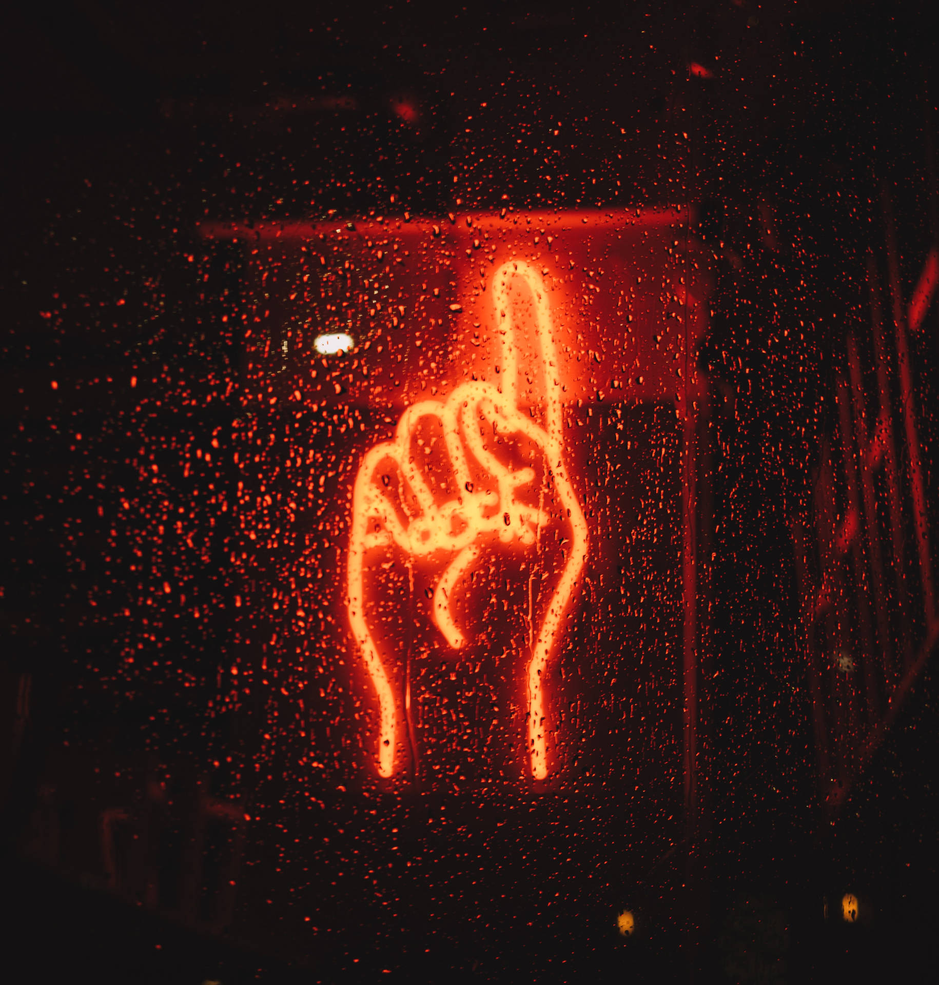 Zeigefingernach Oben In Neonfarbenem Leuchtschild. Wallpaper