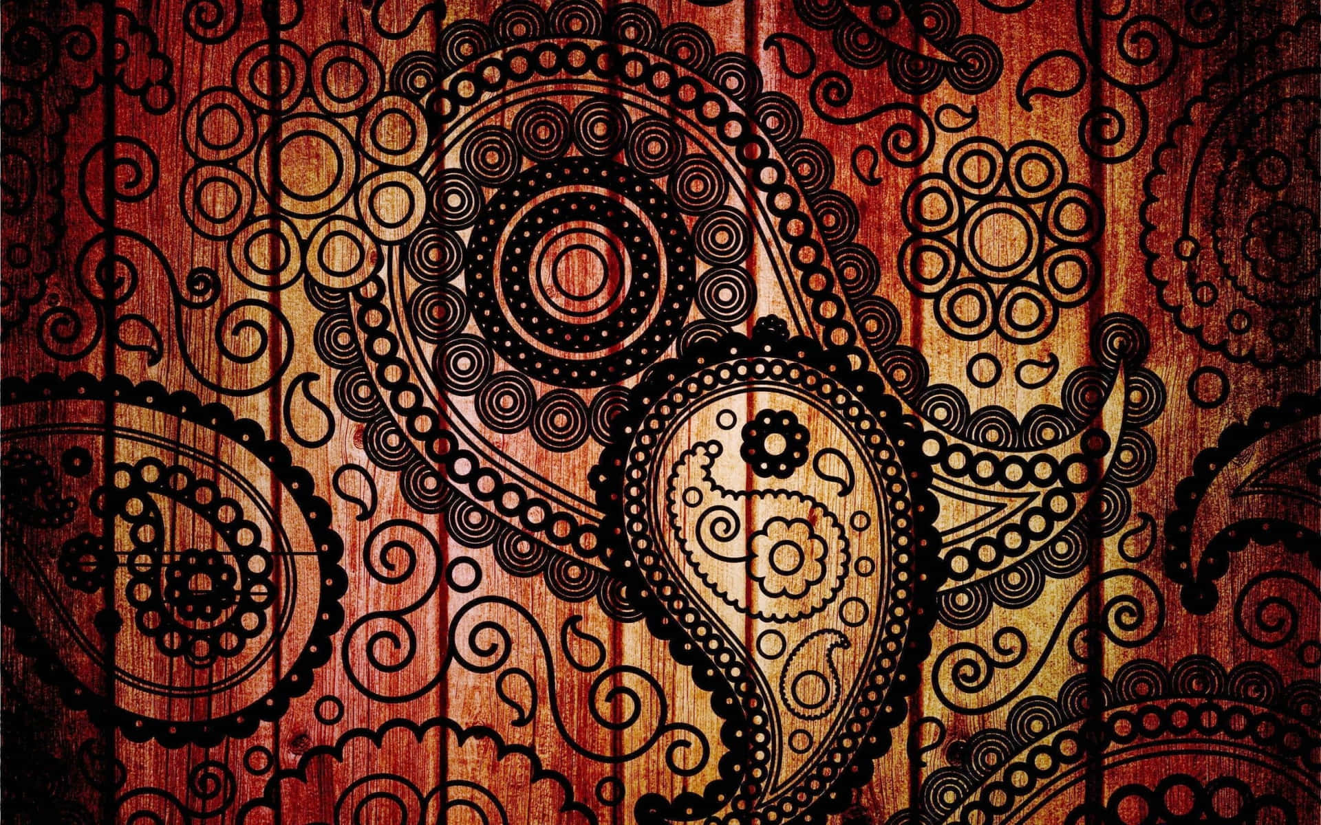 A Wooden Background With Paisley Designs