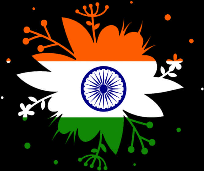 India Flag Artistic Floral Interpretation PNG