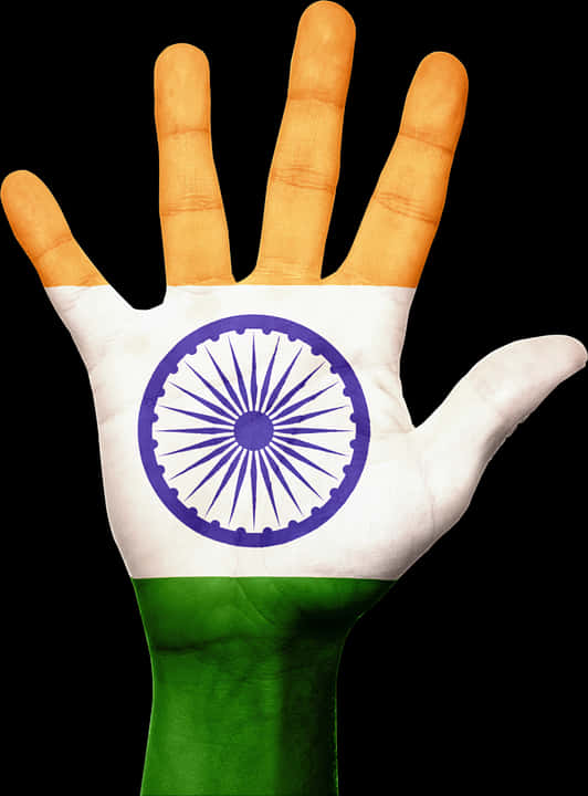 India Flag Painted Hand PNG