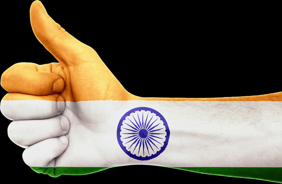 India Flag Thumbs Up Gesture PNG