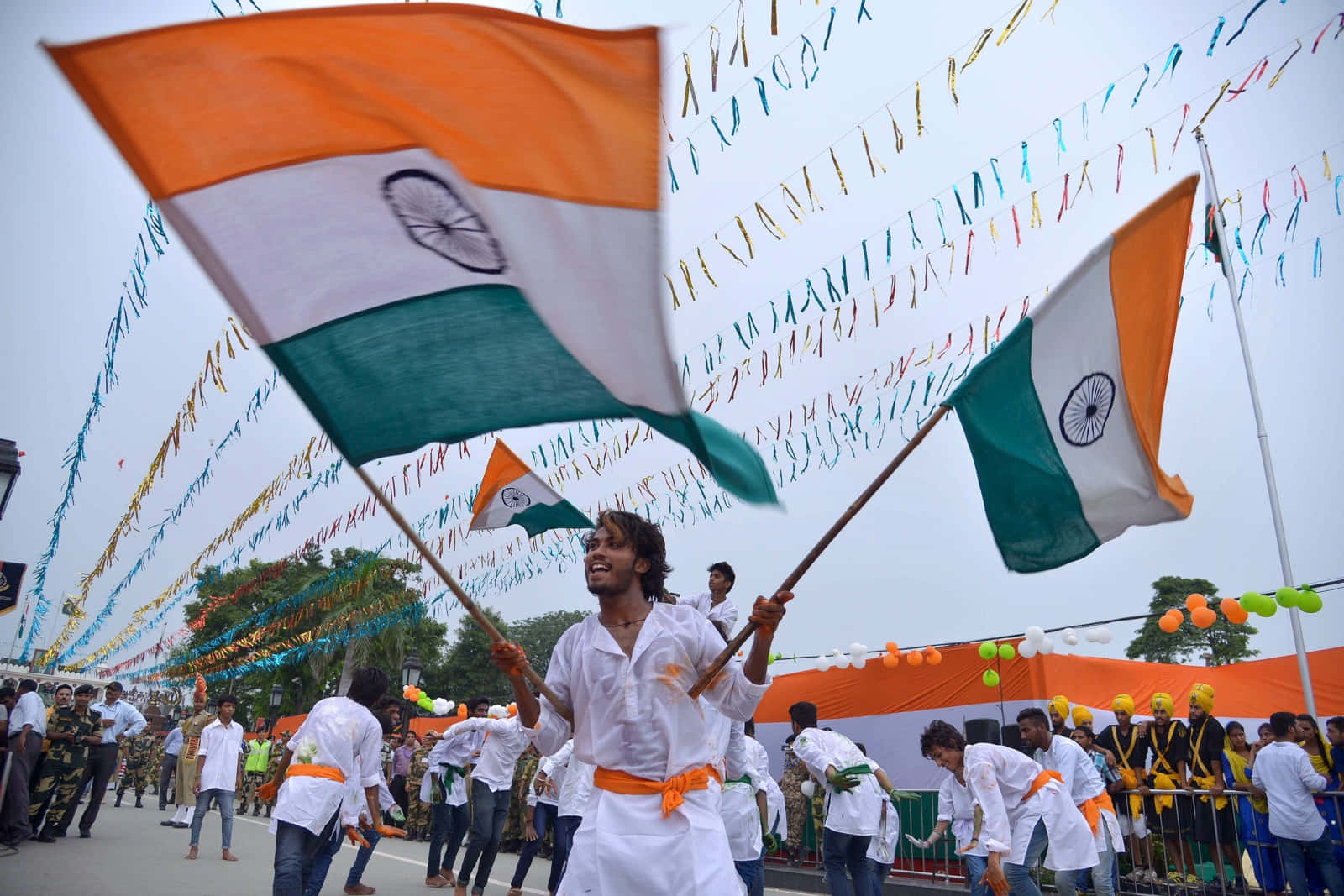 Indiskaflaggan Och Bannerbild För Indiens Självständighetsdag