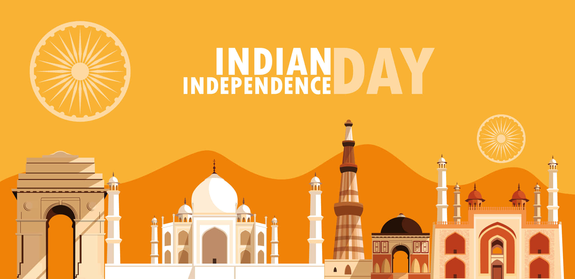 Giornodell'indipendenza Dell'india - Immagine Estetica Con Sfondo Arancione Dell'india.