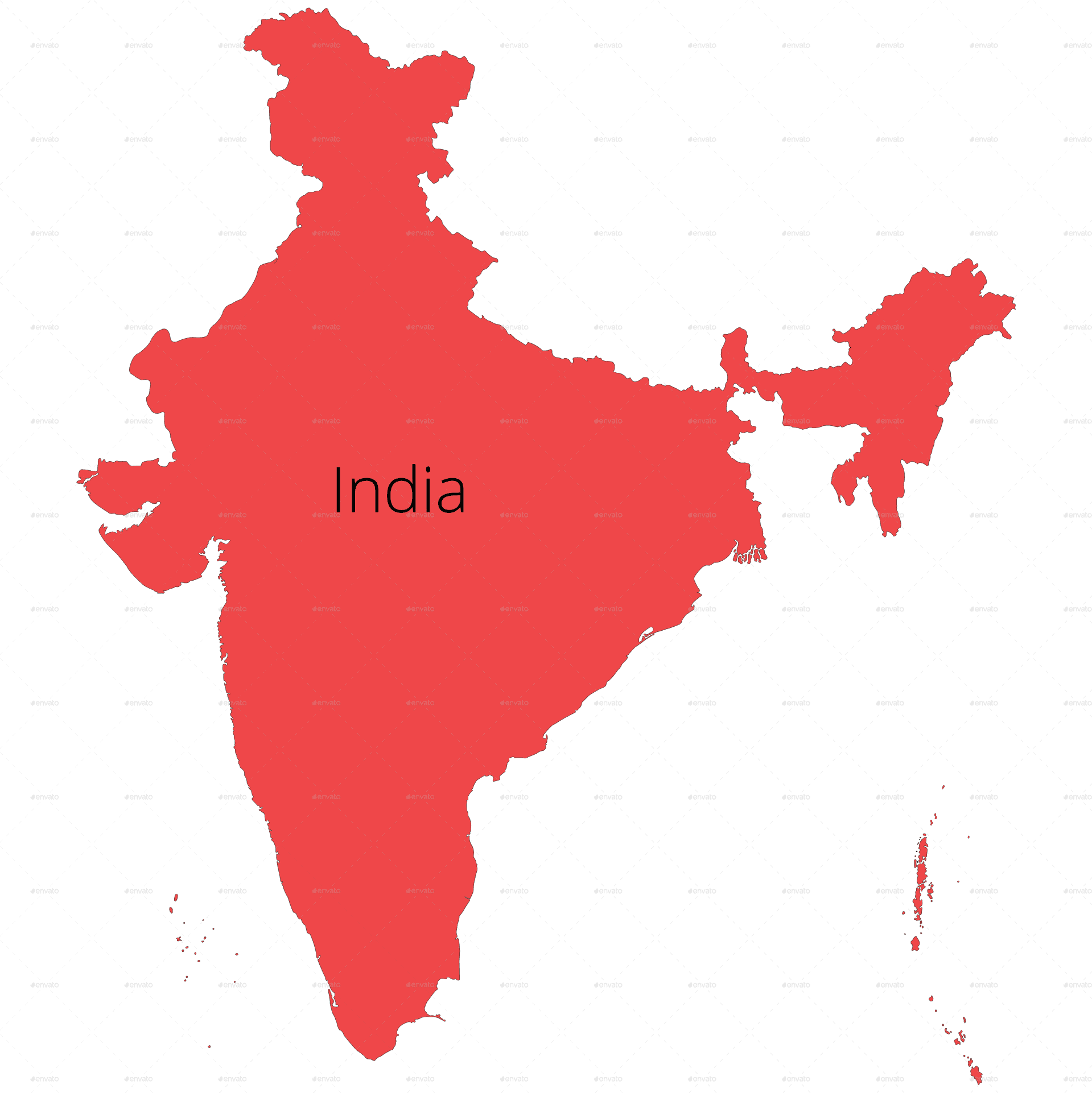 India Map Simplified Outline PNG