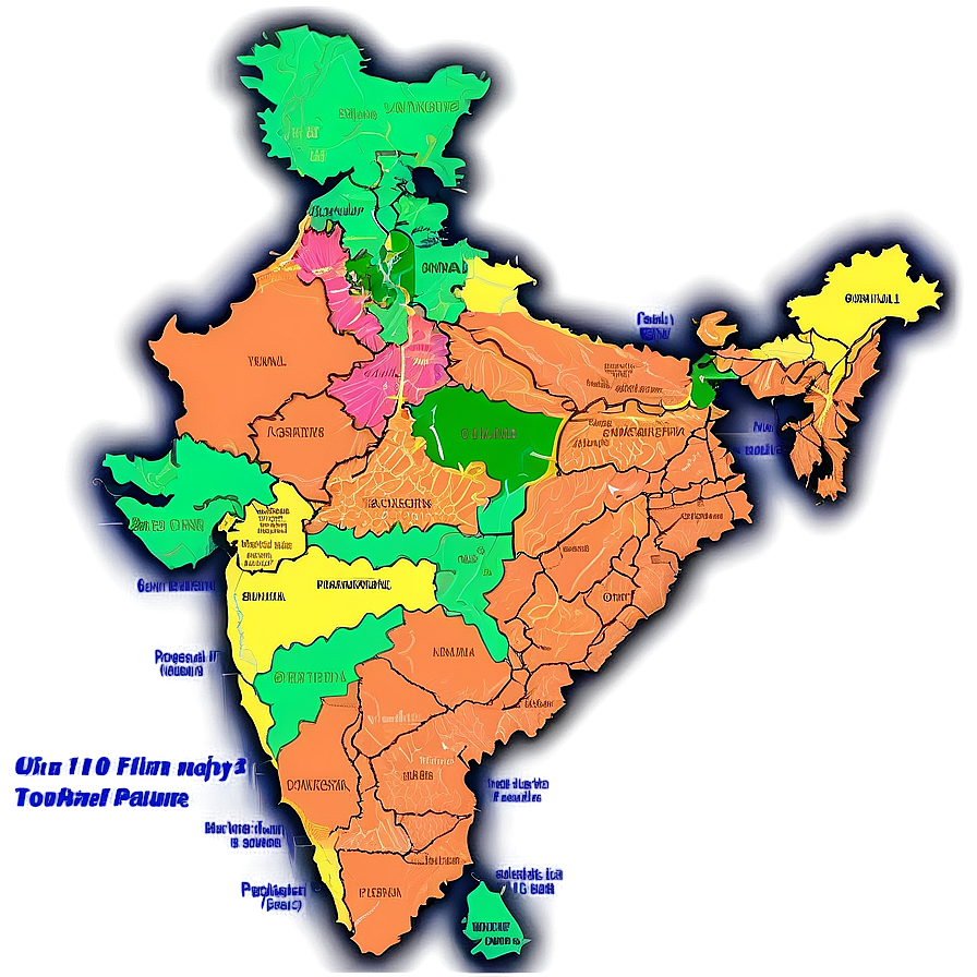 Download India Map With Geographical Features Png 06242024 