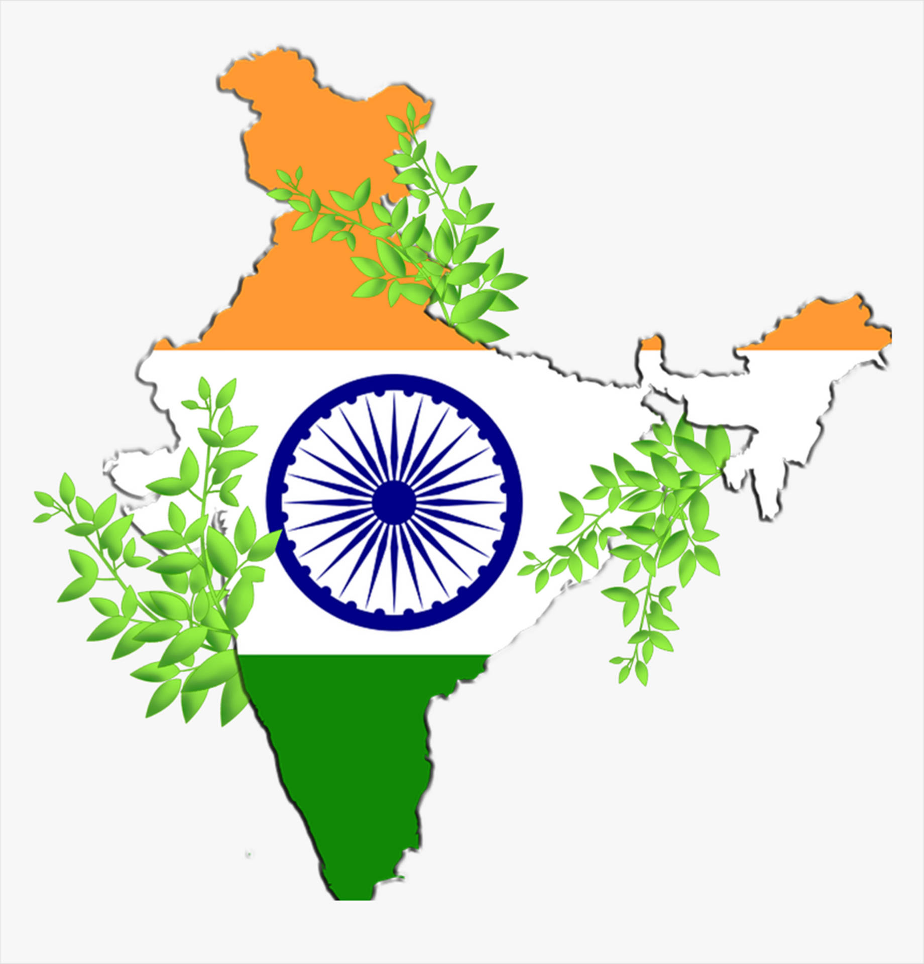 India Map With Leaves