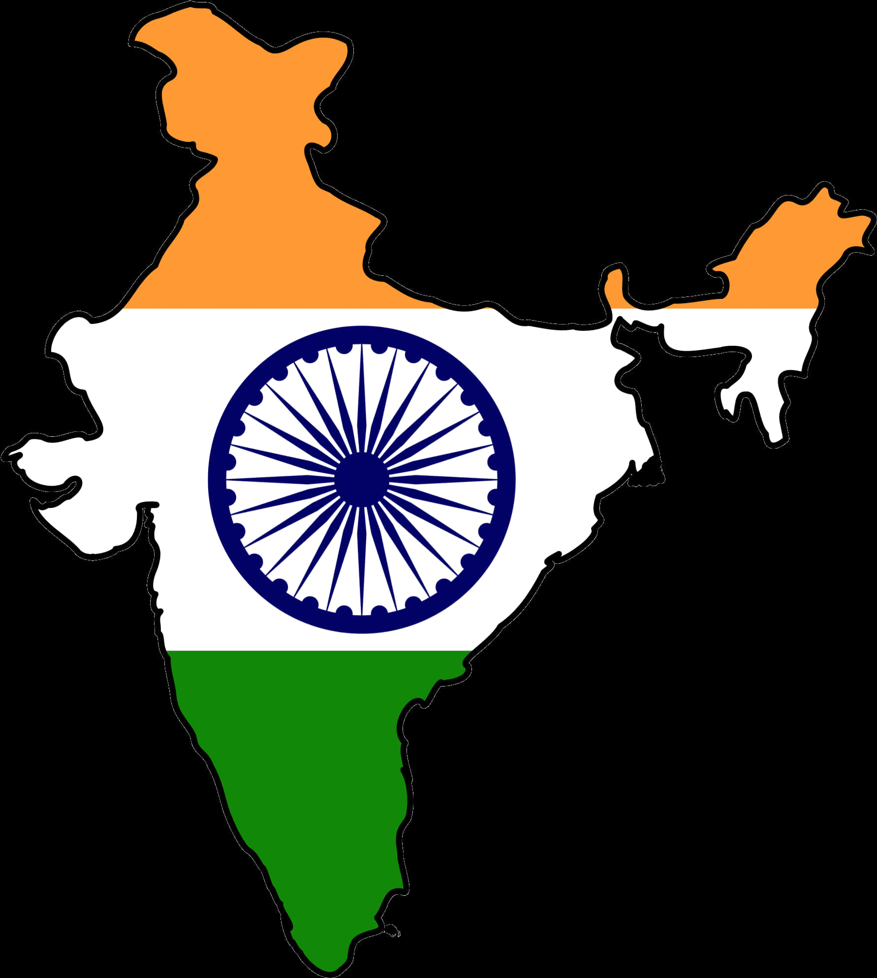India Mapwith Flag Colors PNG