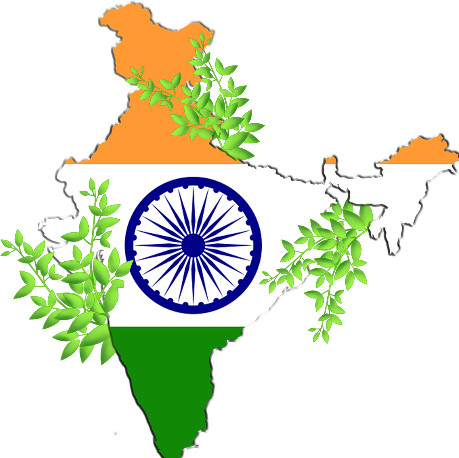 India Mapwith National Flagand Greenery PNG