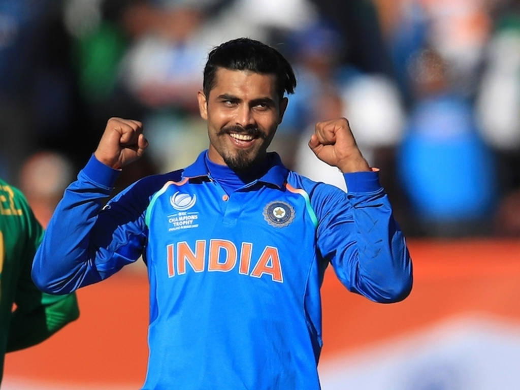 India National Cricket Team Ravindra Jadeja Smiling Wallpaper