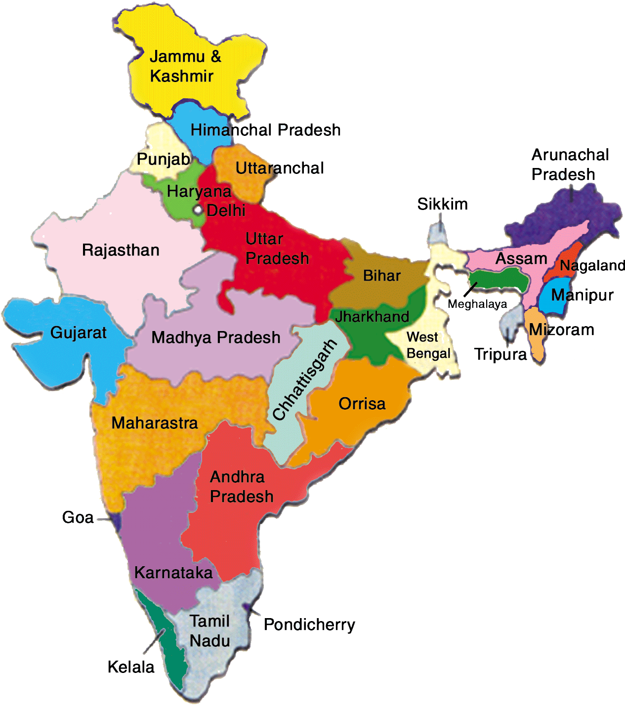 India Political Map States PNG