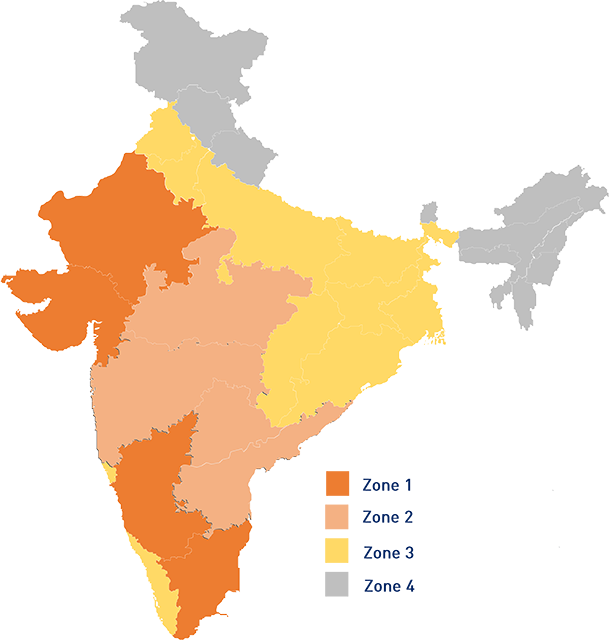 Download India  Zonal  Map  Color  Coded 