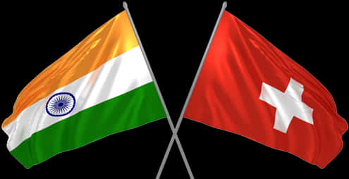 Indiaand Switzerland Flags Crossed PNG