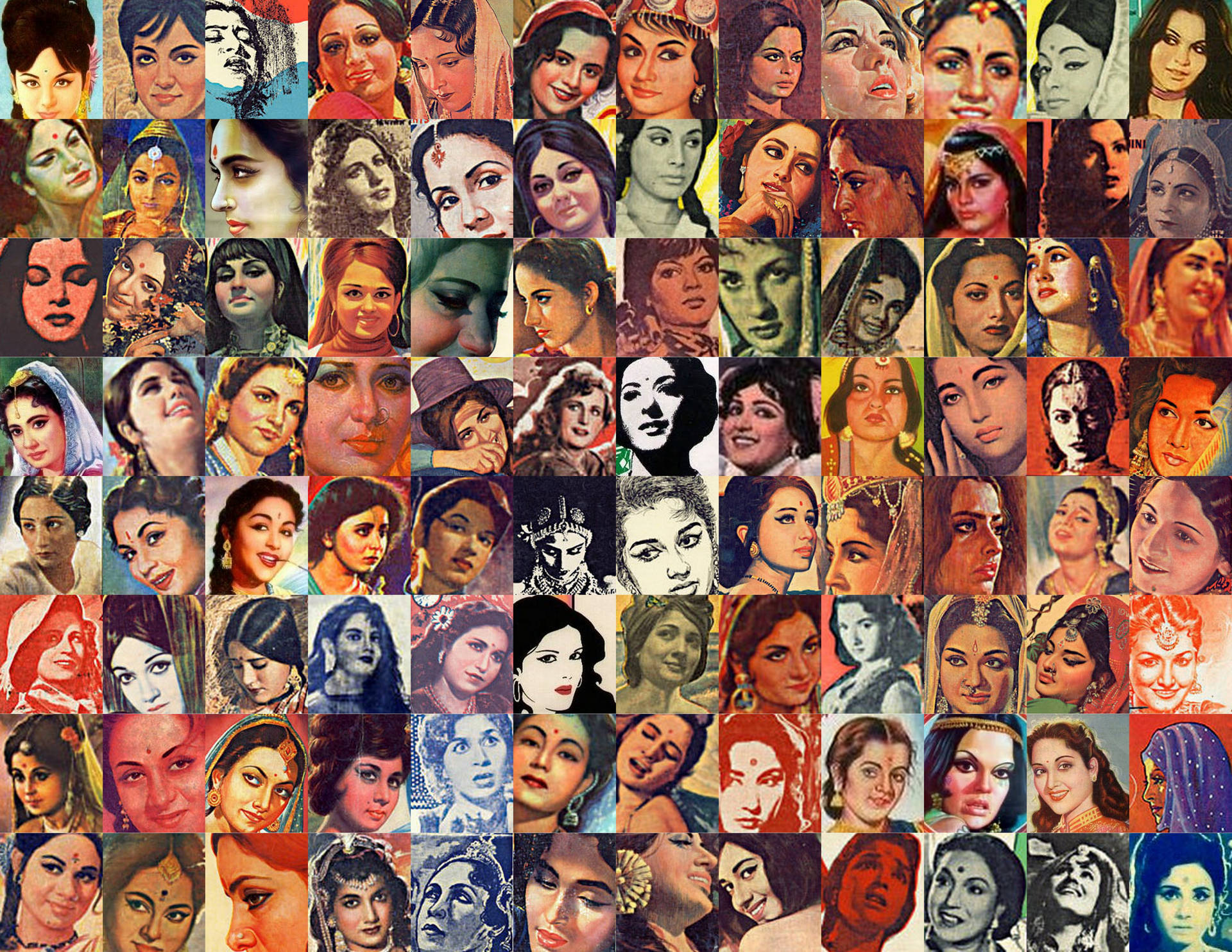 Indiske Skuespillerinder Collage Wallpaper