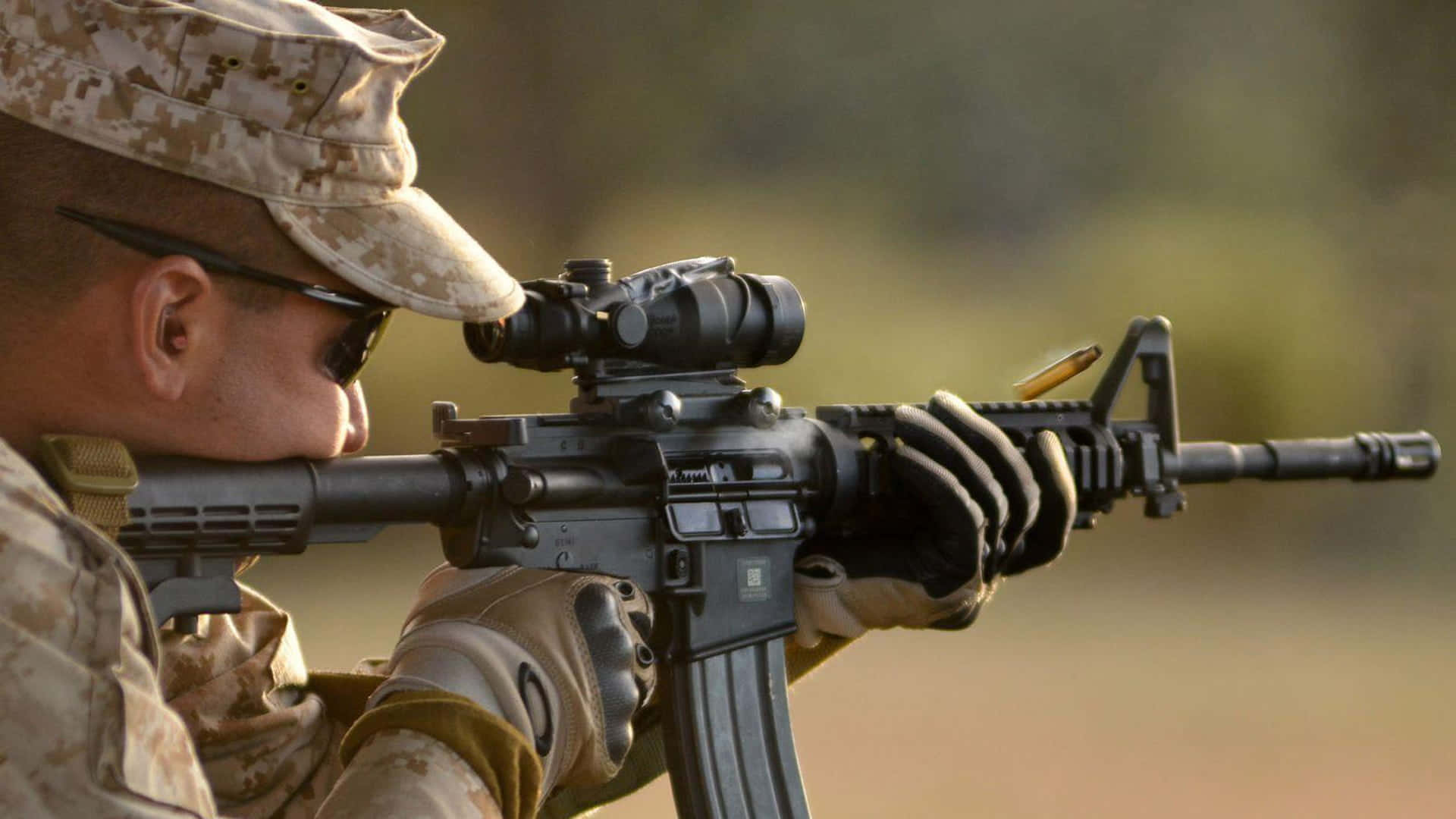 A Soldier Is Aiming His Rifle