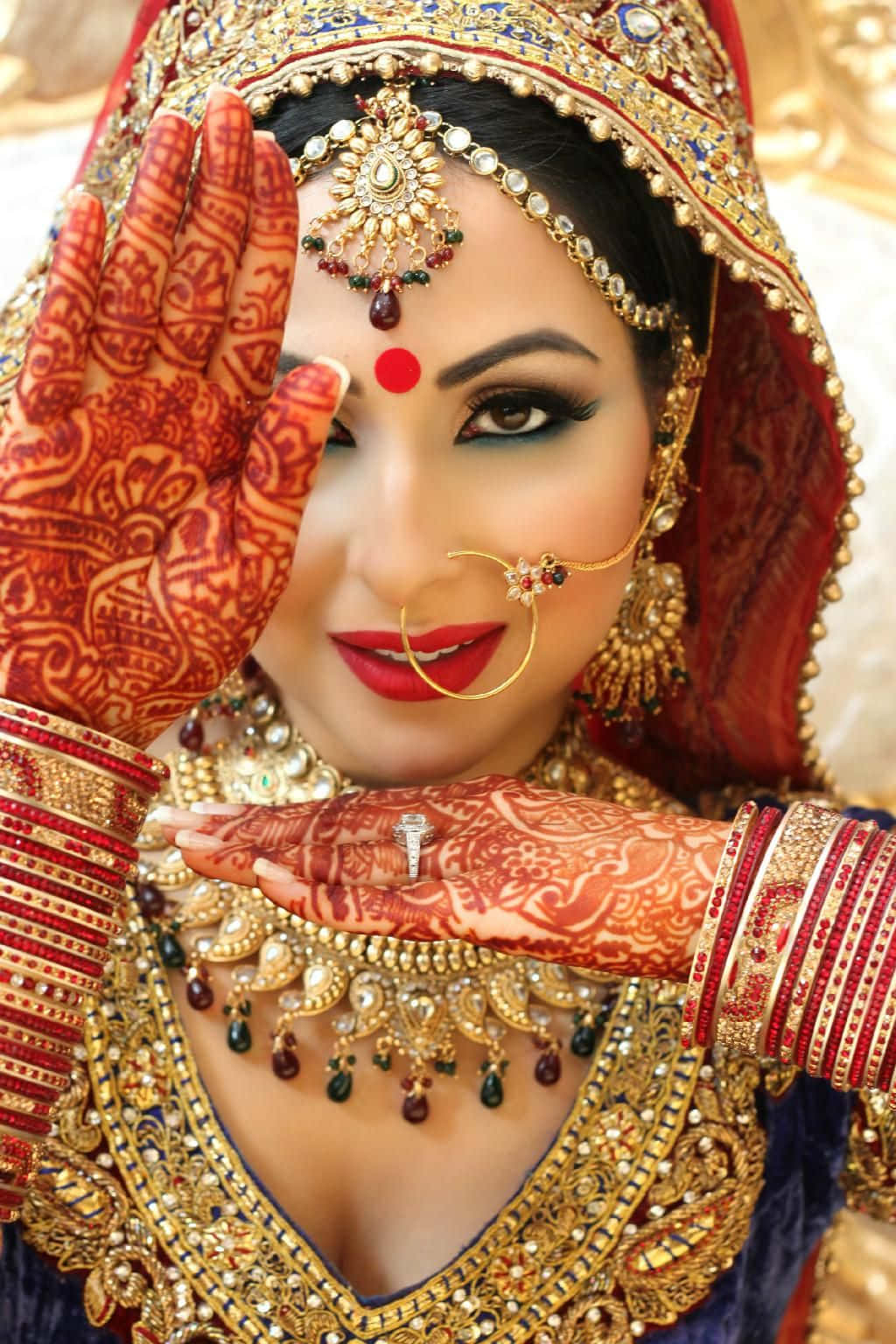 Indian Bride Covering Her Eyes