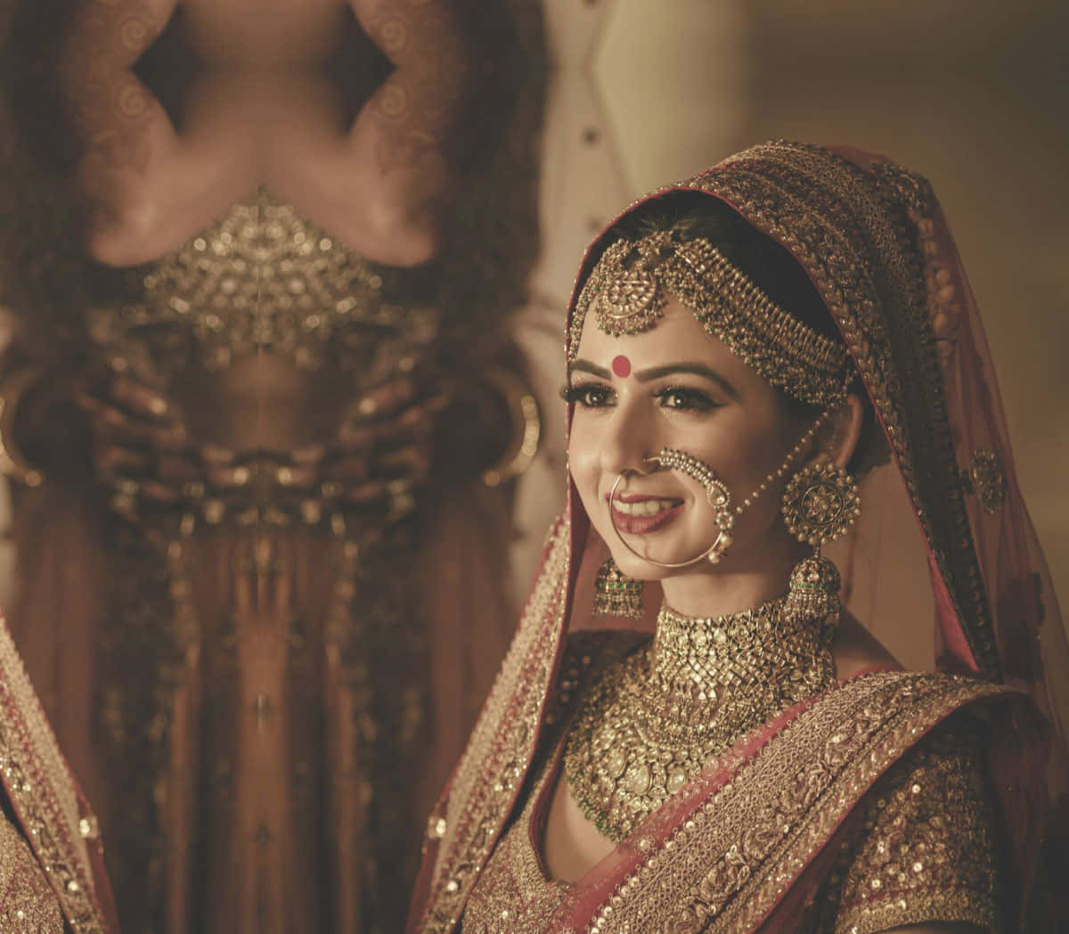 Indian Bride Golden Dress Picture