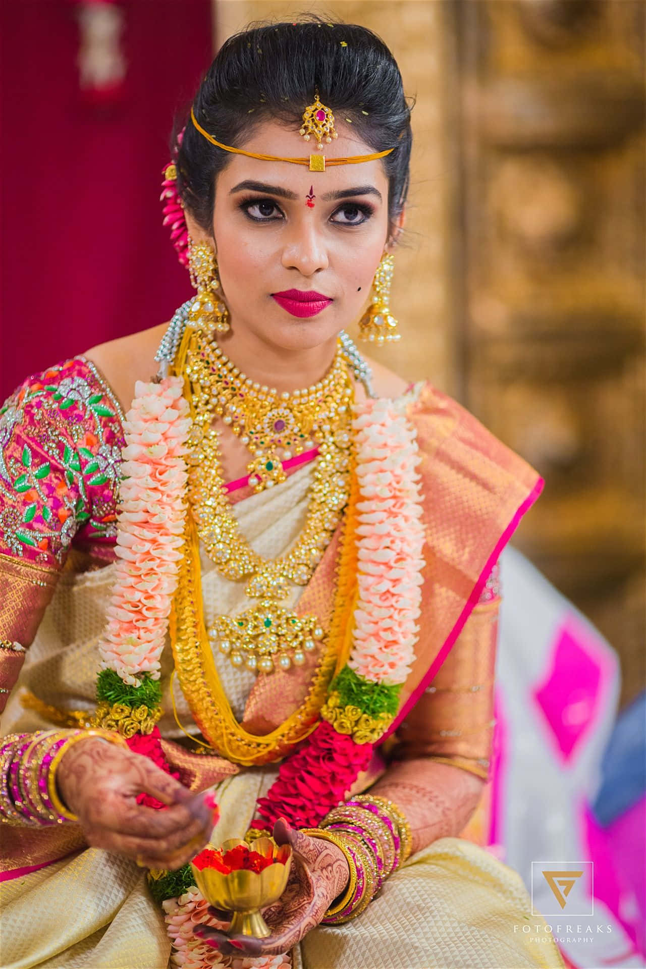 Indian Bride Sitting With Serious Look Picture