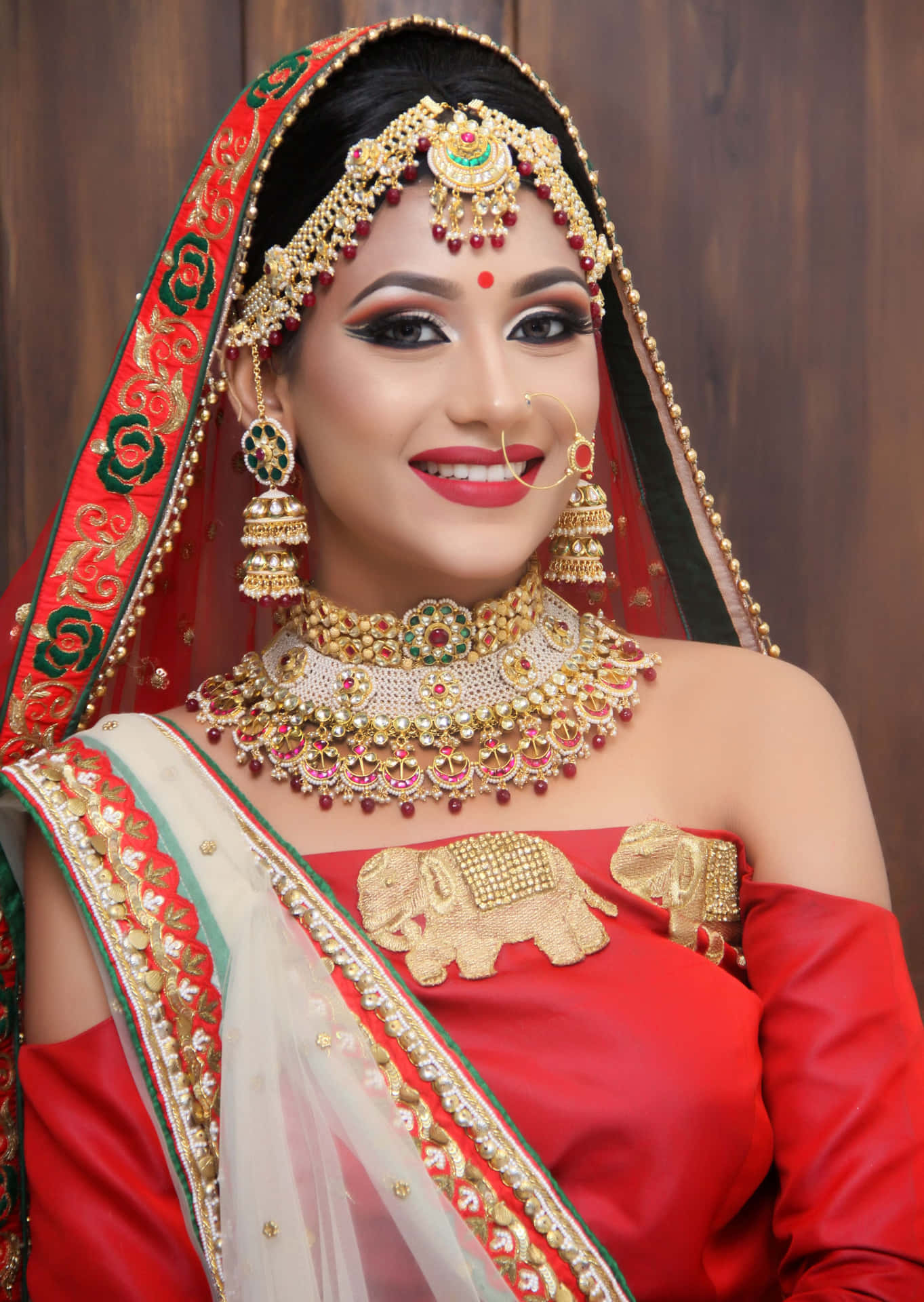 Elegance personified: a mesmerizing Indian bride in traditional attire.