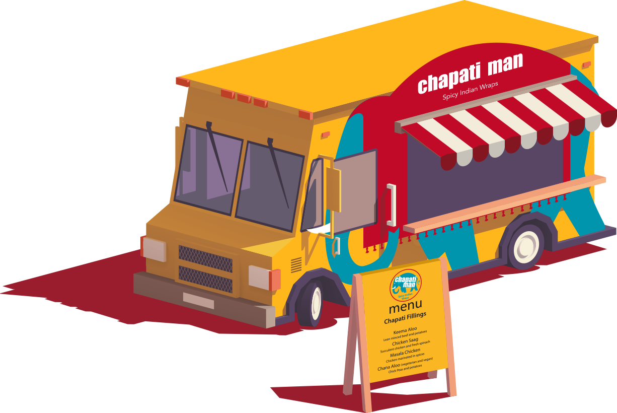 Indian Chapati Man Food Truck Illustration PNG