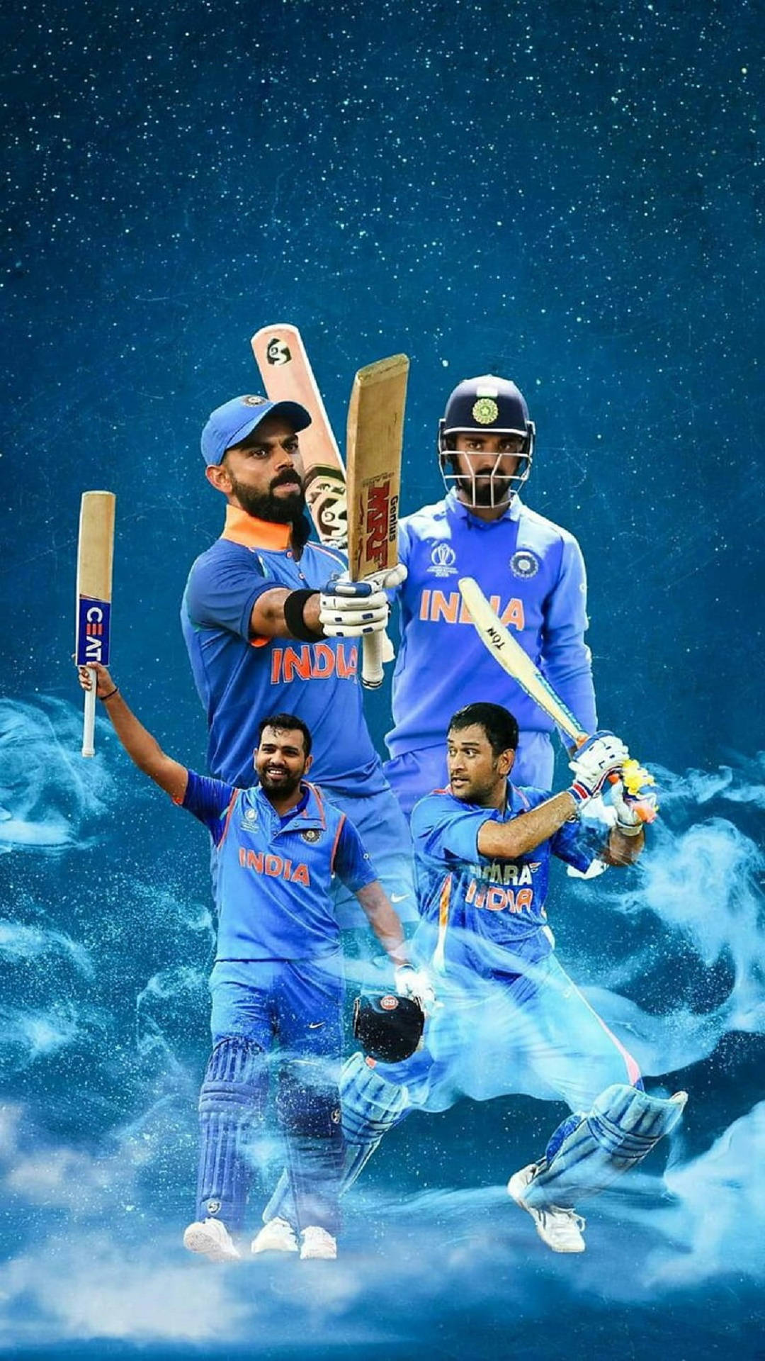Indisk Cricket Blå Tema Plakat Wallpaper