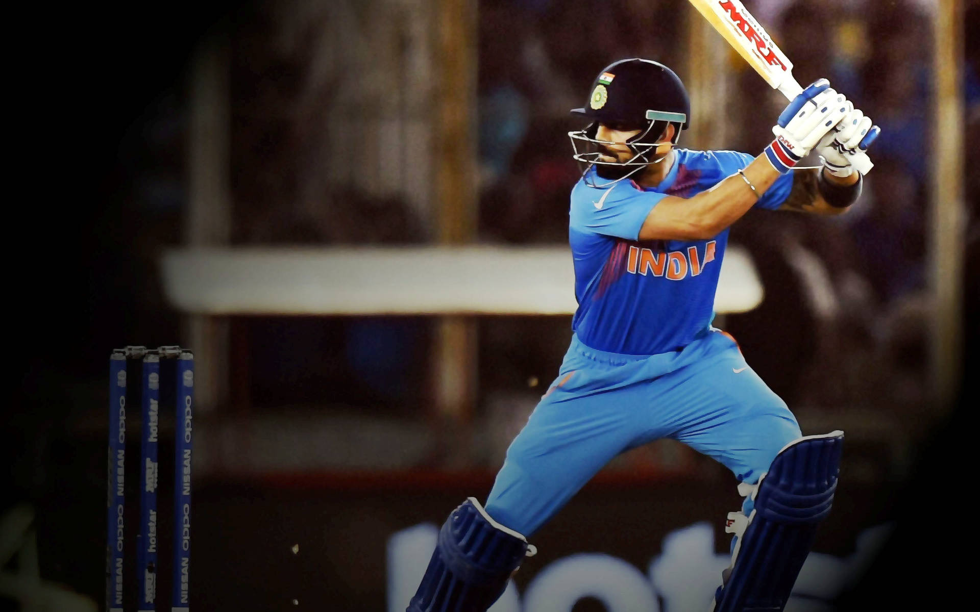 Indian Cricket Team In Action Wallpaper