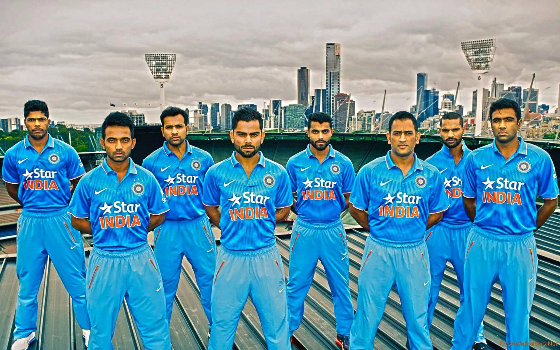Indian Cricket Team In Rooftop Wallpaper