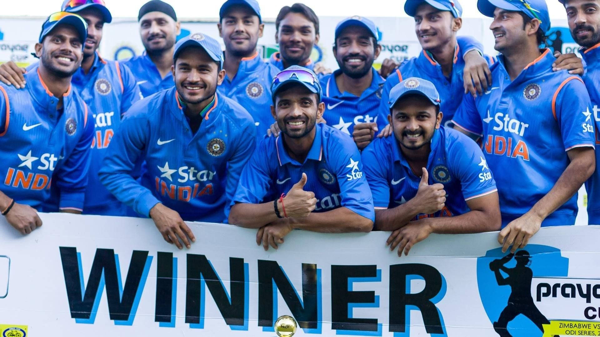 Gewinnerbanner Des Indischen Cricketteams Wallpaper