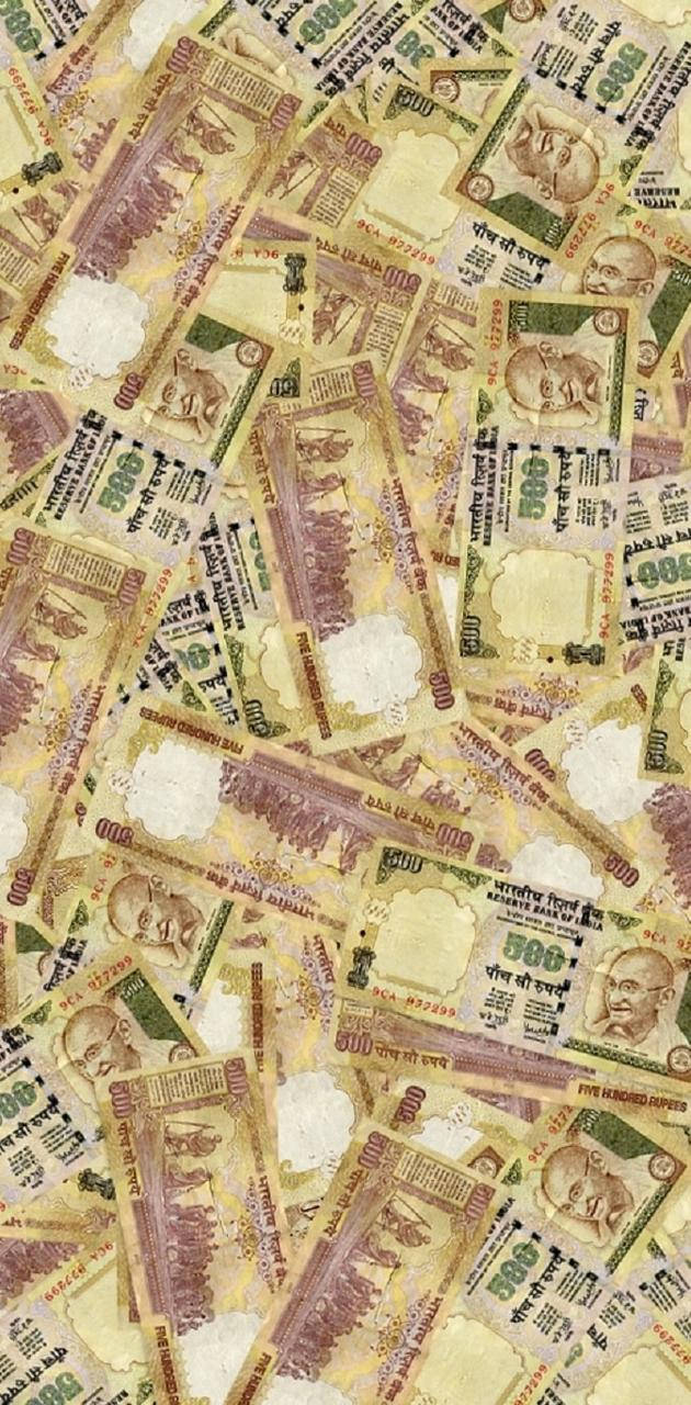 Indian Currency 500 Bills Portrait Background