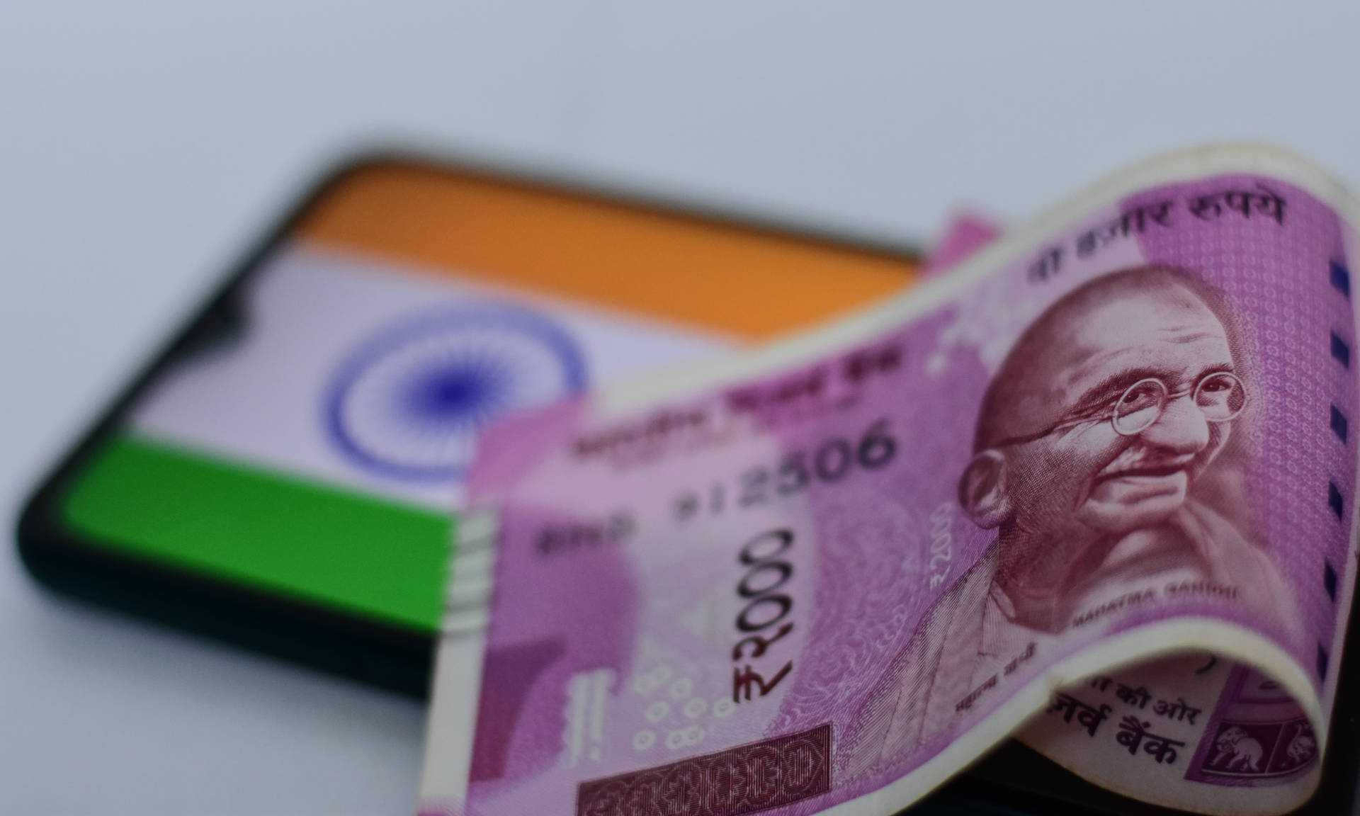 Indian Currency Blurred Flag Picture