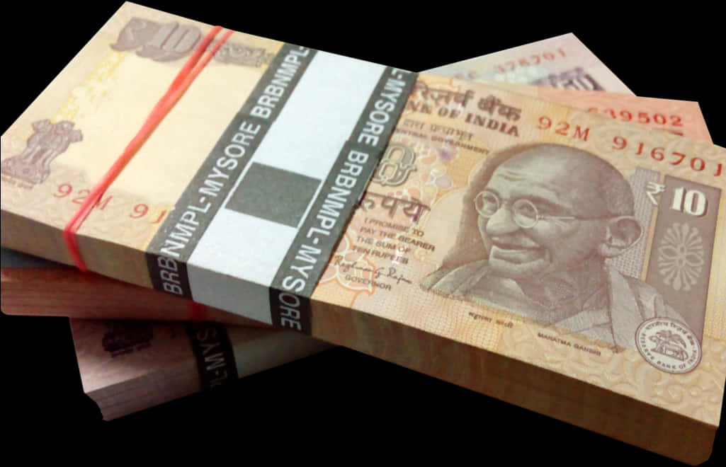 Indian Currency Bundlewith Gandhi Portrait PNG