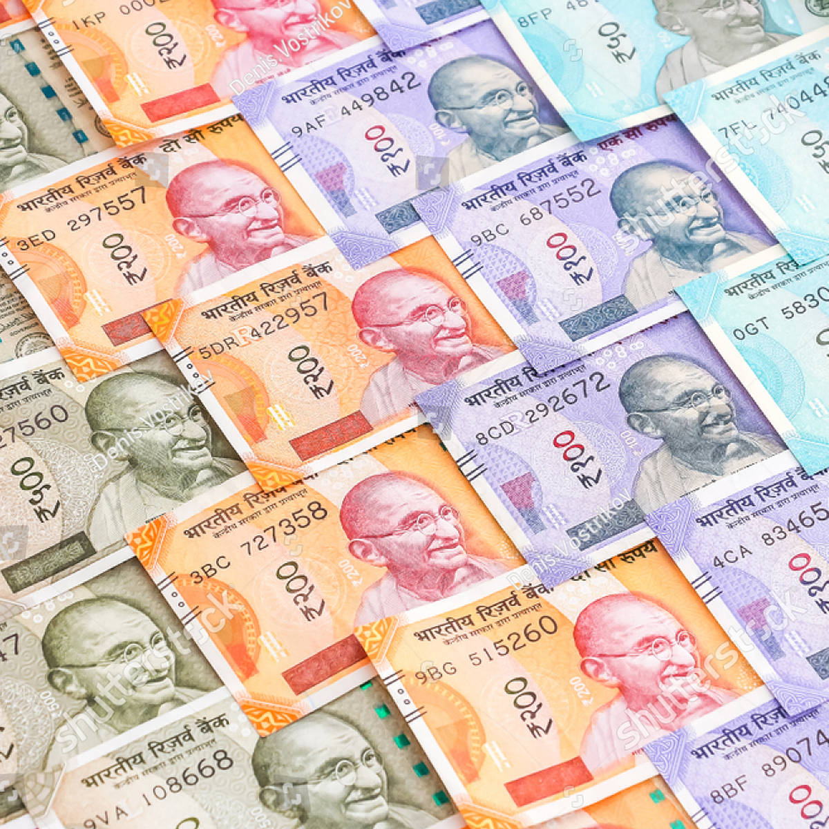 Indian Currency Colorful Bills Background