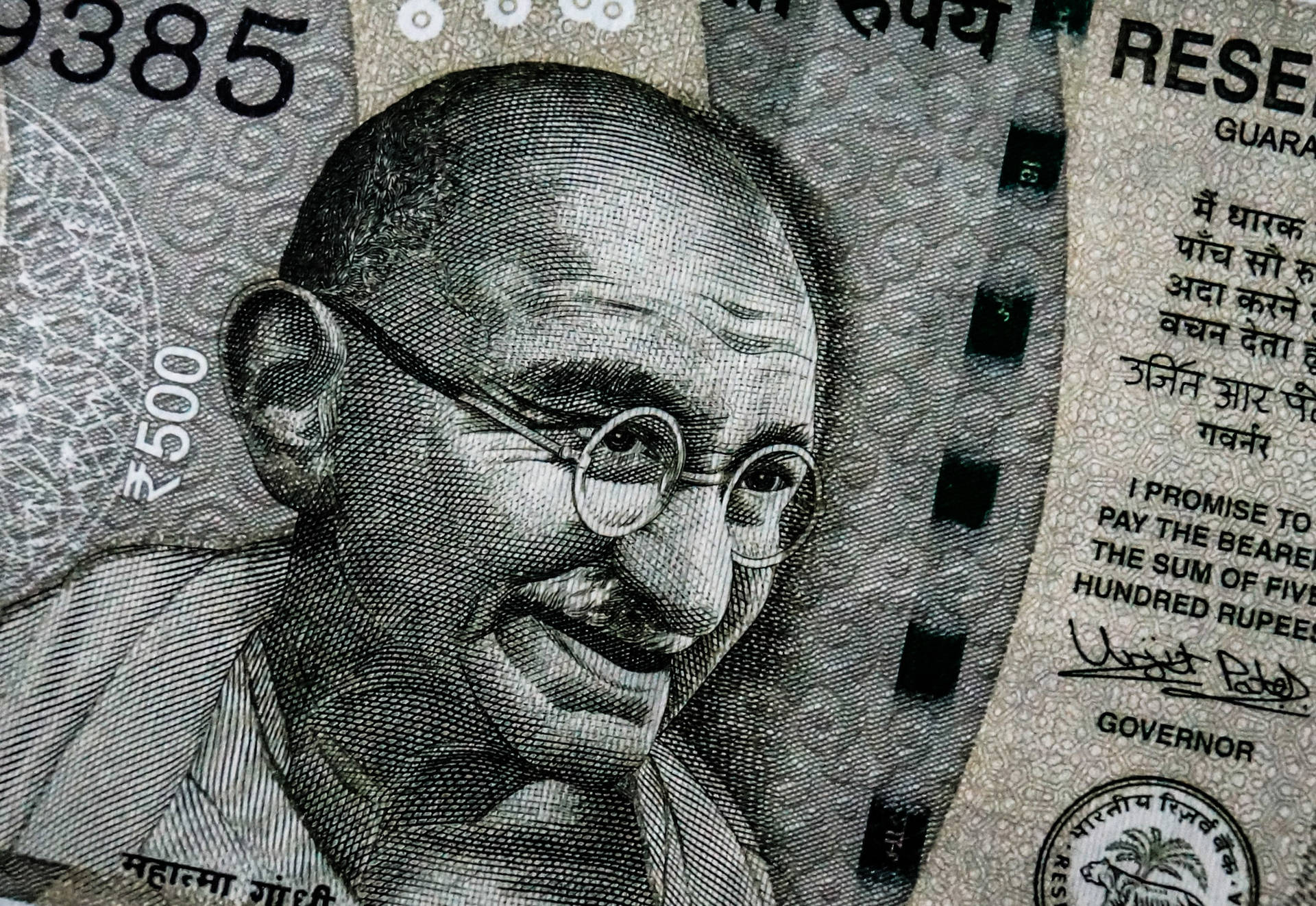 Indian Currency Gandhi Close-Up Wallpaper