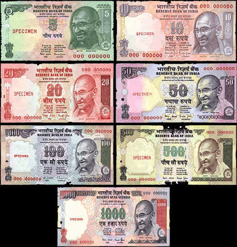 Indian Currency Notes Collection PNG