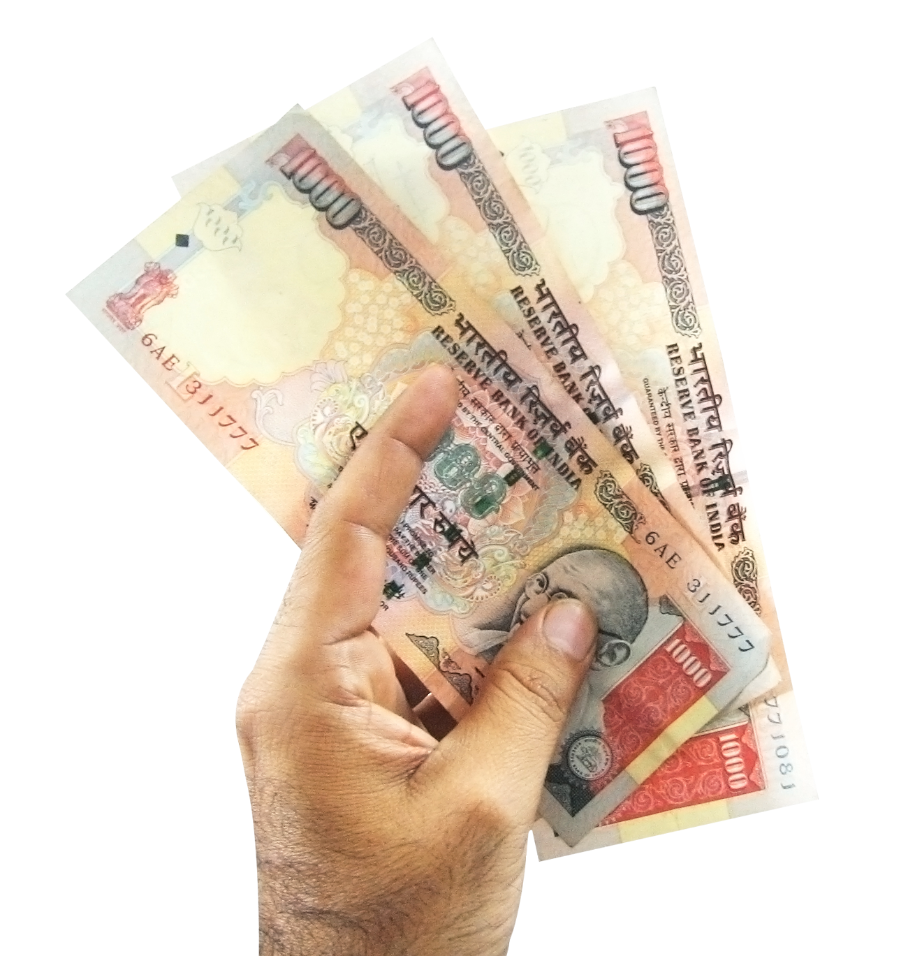 Indian Currency Notesin Hand PNG