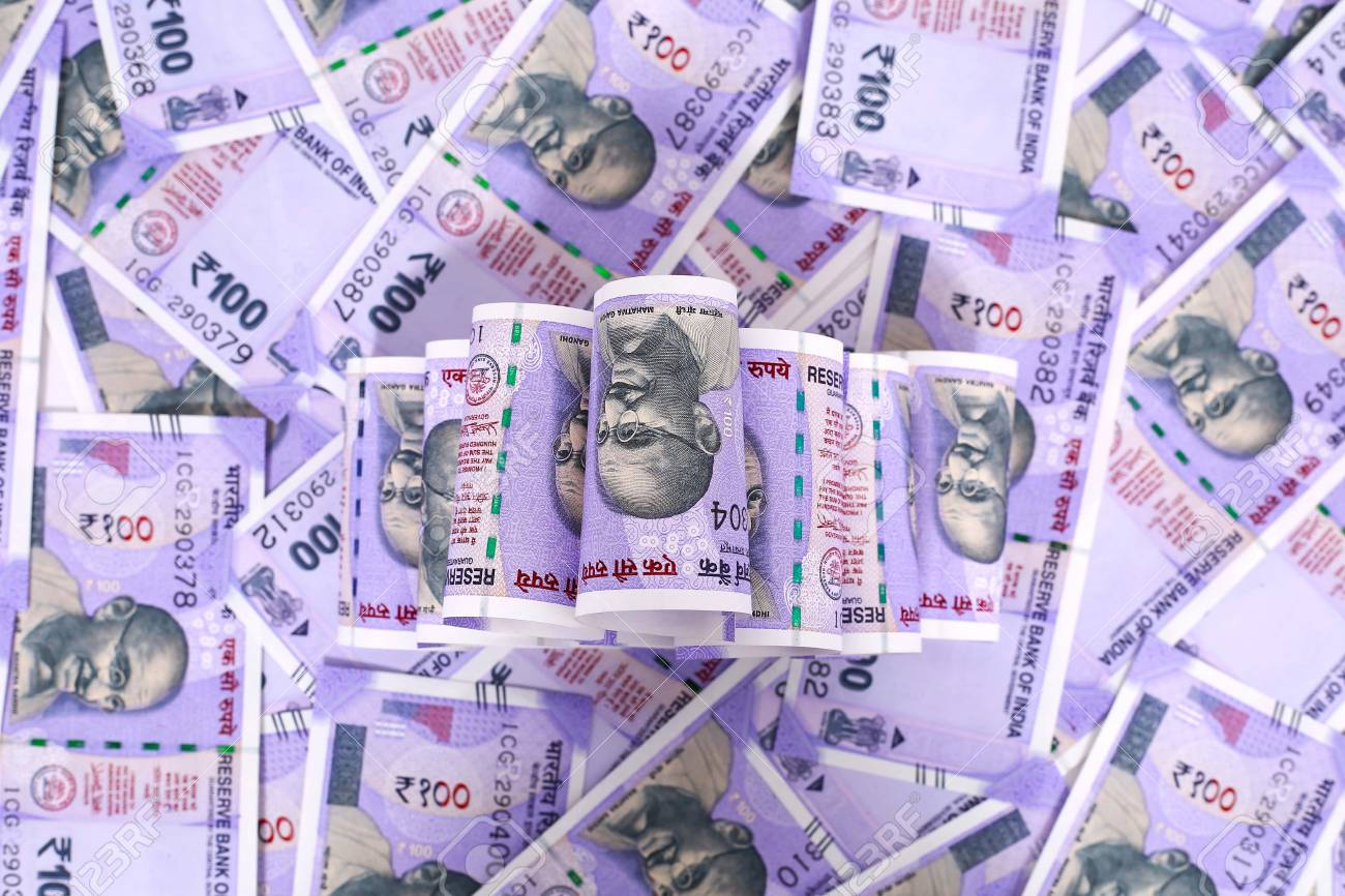 Indian Currency Purple 100 Bills Background