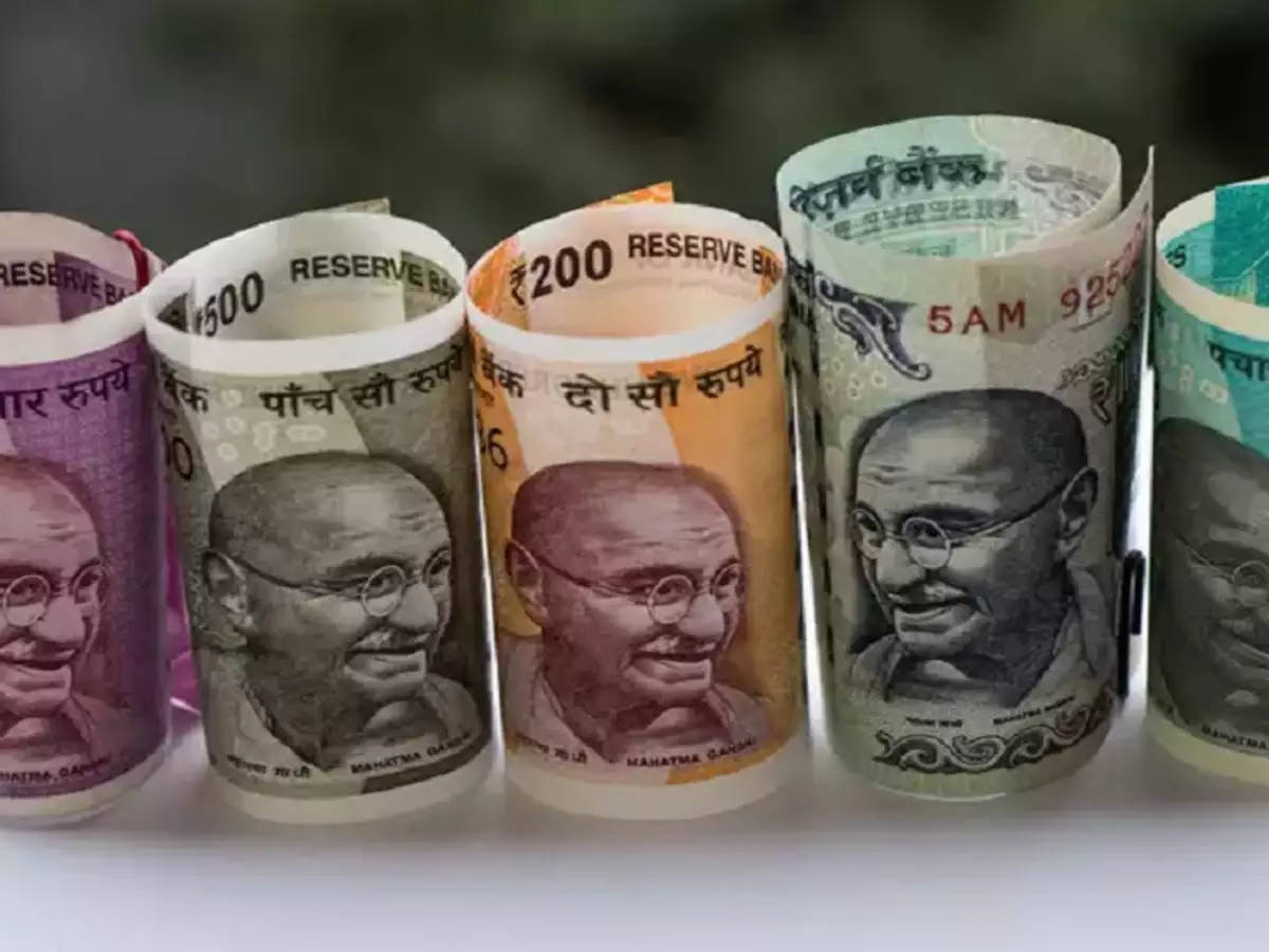 Indian Currency Rolled Rupee Banknotes Background