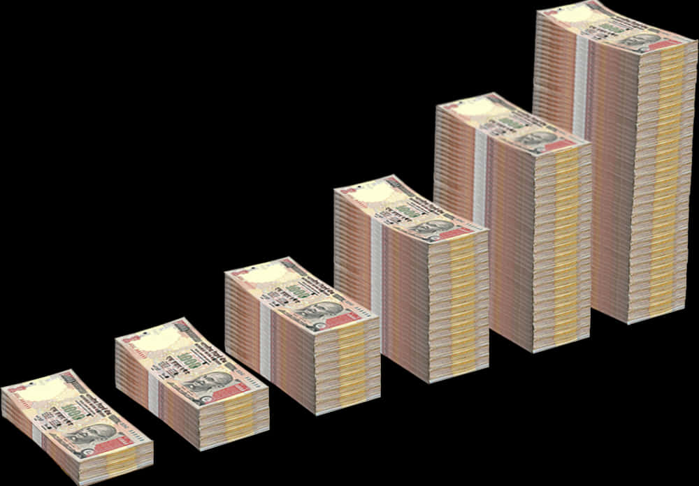 Indian Currency Stacks Growth Graph PNG