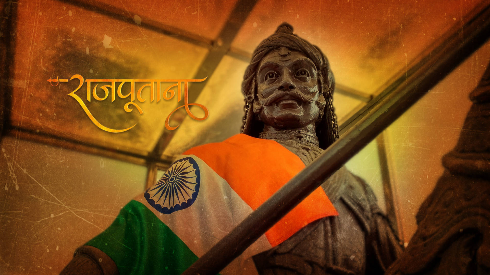 Indian Flag And Statue Rajputana Hd Background