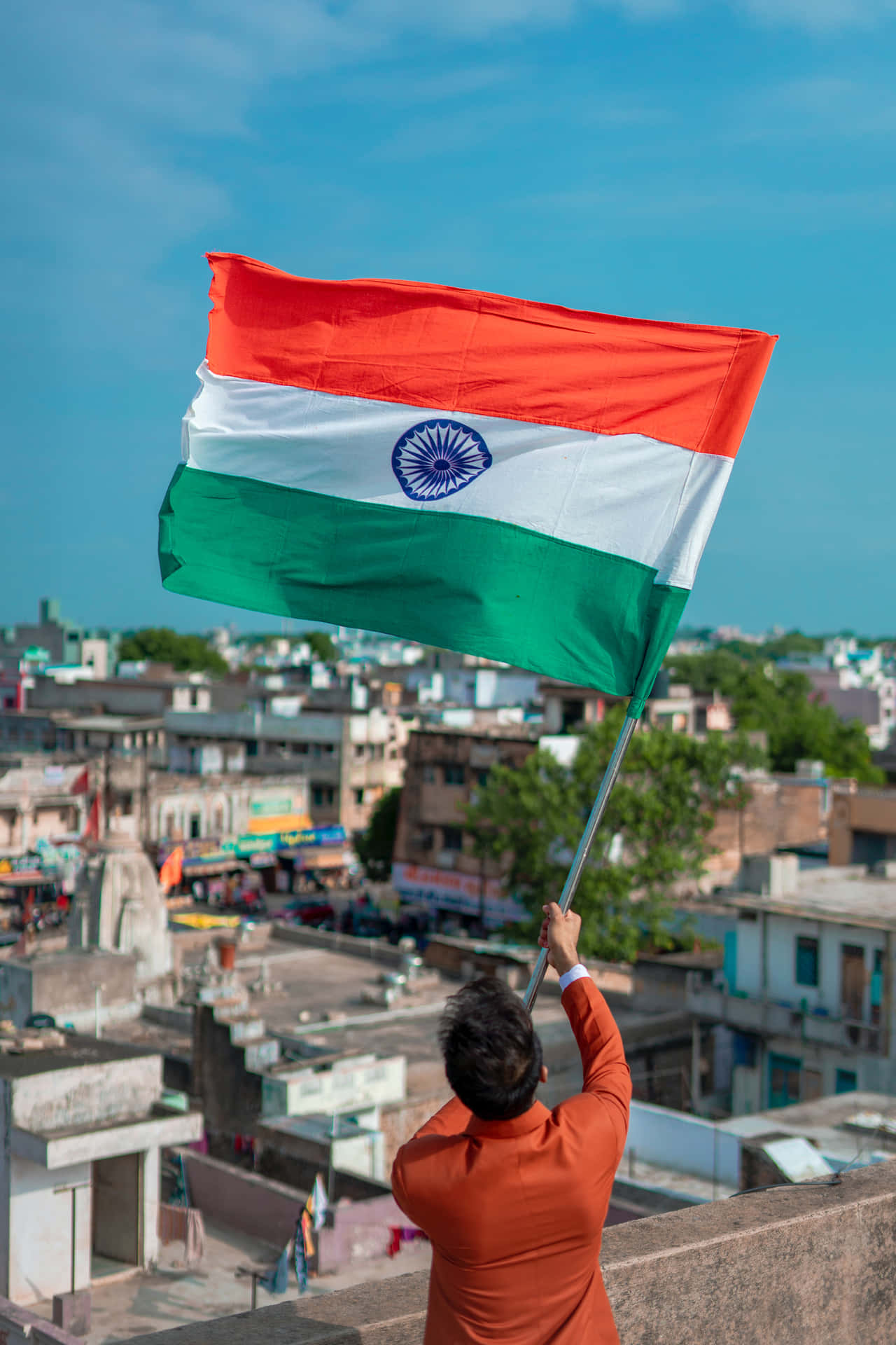 Indischeflagge Weht Hoch